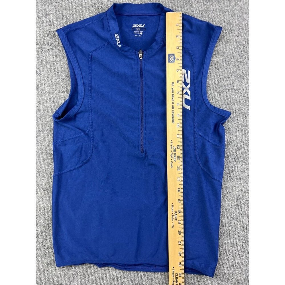 ZXU Shirt Women's Large Blue 1/2 Zip Cycling Sleeveless Rear Pocket - Picture 4 of 6
